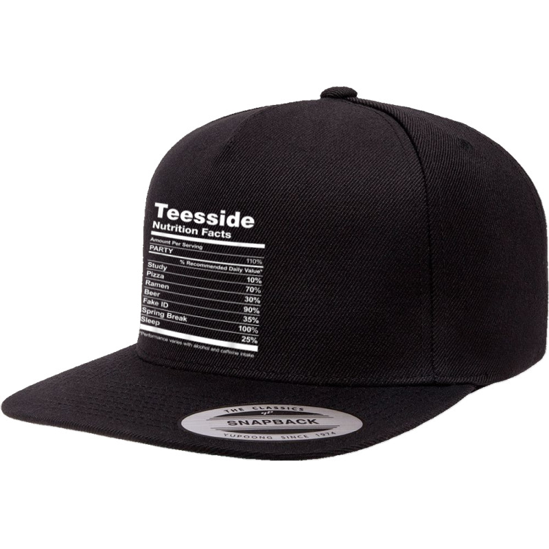 Teesside Nutrition Facts College University T Shirt 5 panel snapback cap by hankeajrippleex5 | Artistshot