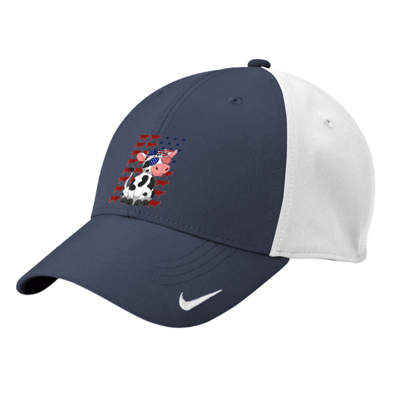 Funny Dairy Cows 4th Of July Costumes Usa Flag Dairy Cows Nike Dri-fit Cap | Artistshot