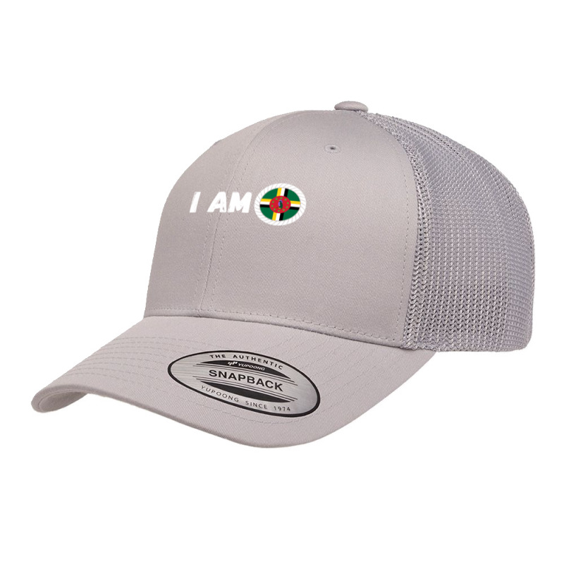 Half American Half Dominican Roots Usa Dominica Island Flag Long Sleev Retro Trucker Cap by cm-arts | Artistshot