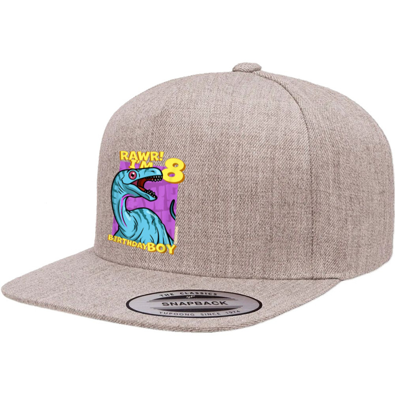 Rawr! I'm 8 Birthday Boys 8th Birthday Dino Noasaurus T Shirt 5 Panel Snapback Cap | Artistshot