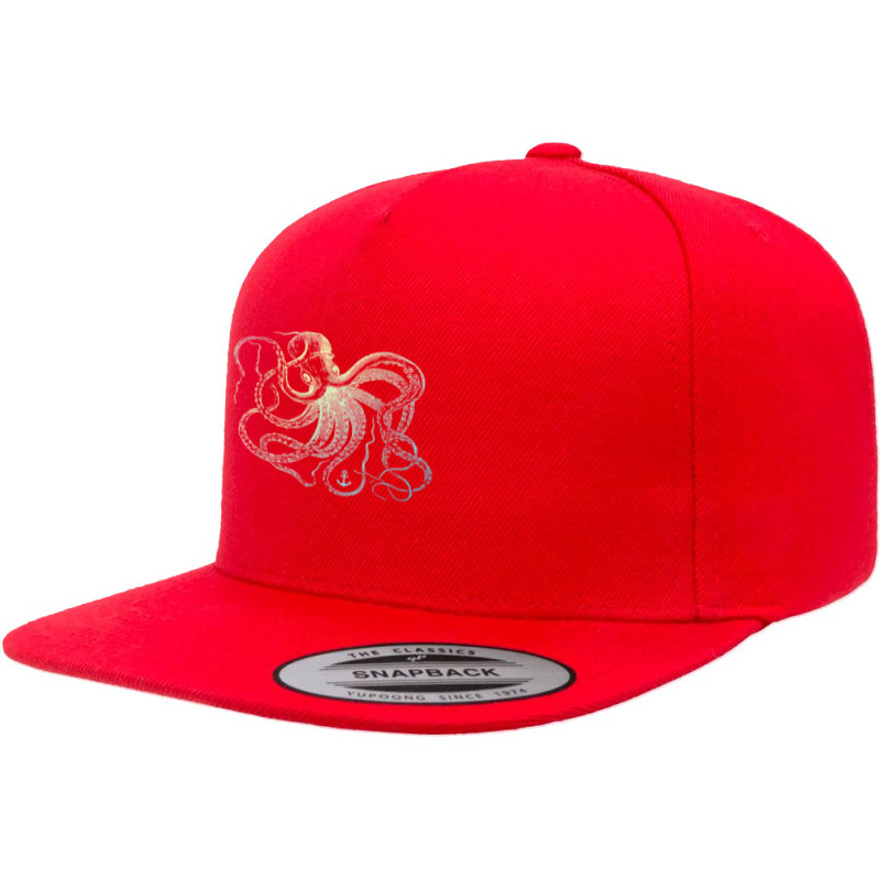 Octopus Cool Vintage Marine Biologist Ocean Sea Life 3 5 Panel Snapback Cap | Artistshot