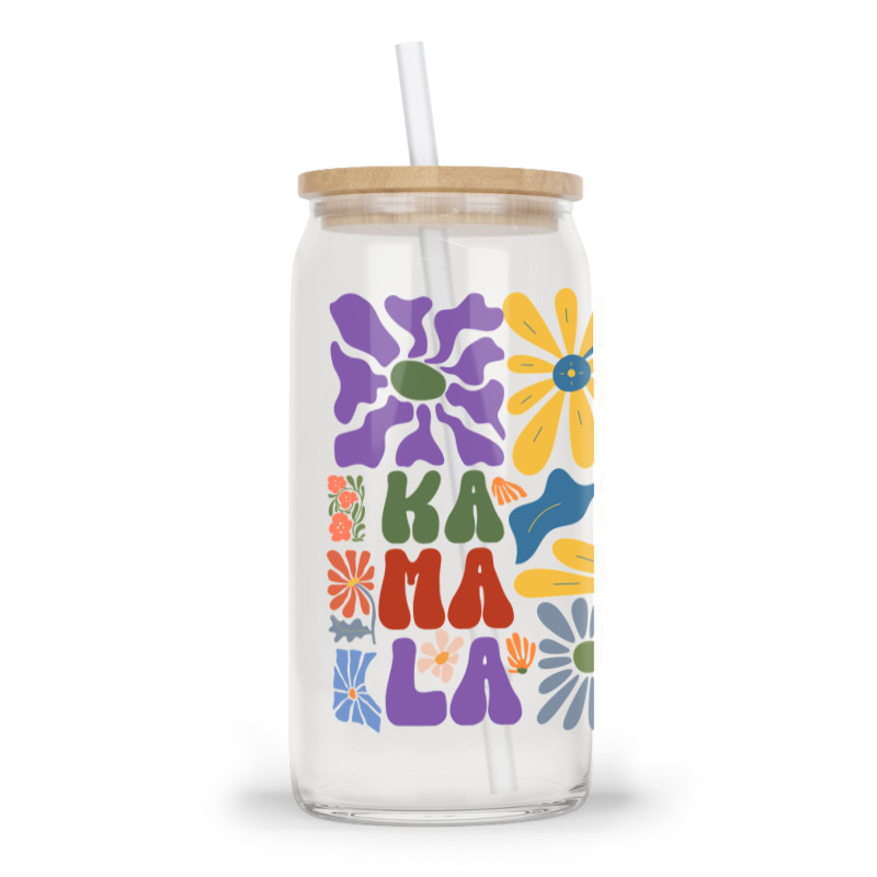 Kamala Floral Retro Tendance Glass tumbler by TuxQ | Artistshot