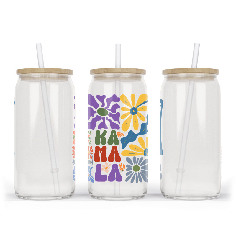 Kamala Floral Retro Tendance Glass tumbler by TuxQ | Artistshot