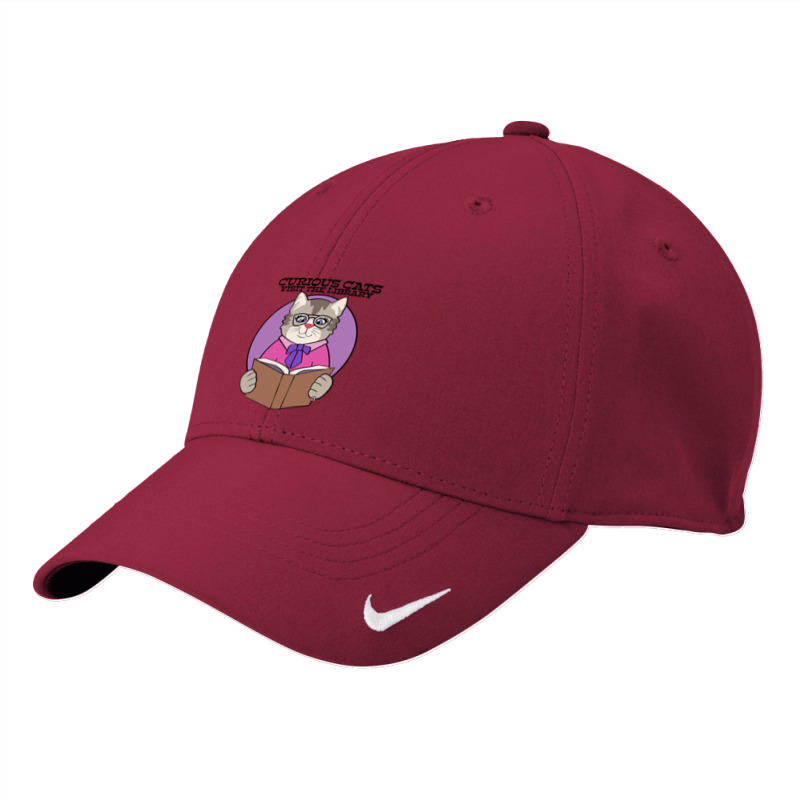 Curious Cats Visit The Library Purple Nike Dri-FIT Cap by webberkyla | Artistshot