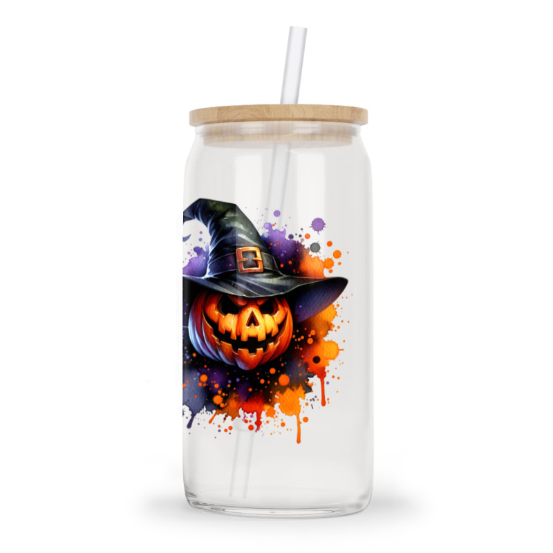 Halloween Witch Pumpkin Glass tumbler by risedesignid | Artistshot