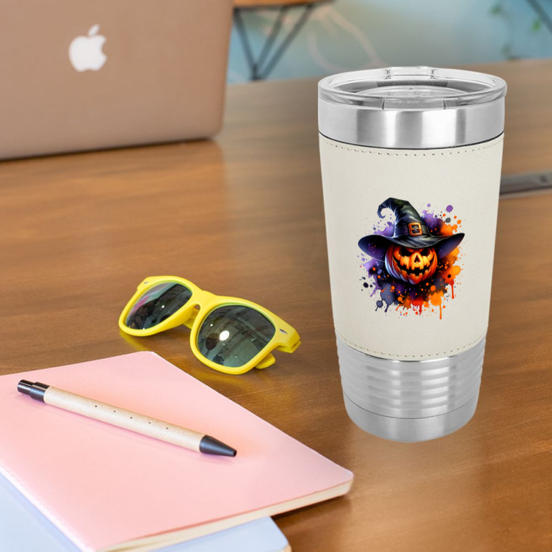 Halloween Witch Pumpkin Leatherette Tumbler by risedesignid | Artistshot