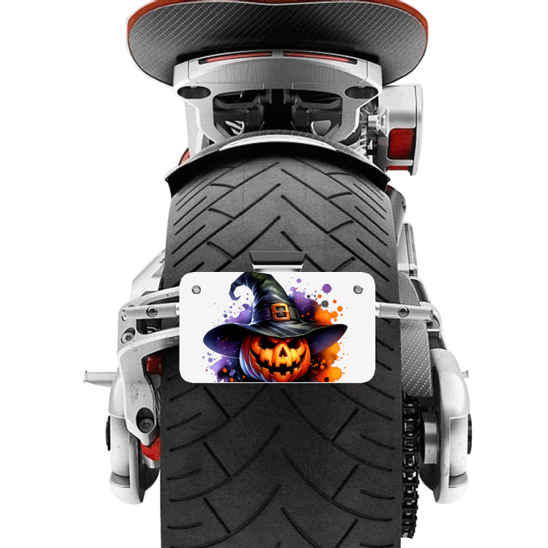 Halloween Witch Pumpkin Motorcycle License Plate by risedesignid | Artistshot