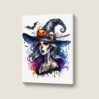 Witch Halloween Day Portrait Canvas Print | Artistshot