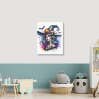 Witch Halloween Day Portrait Canvas Print | Artistshot