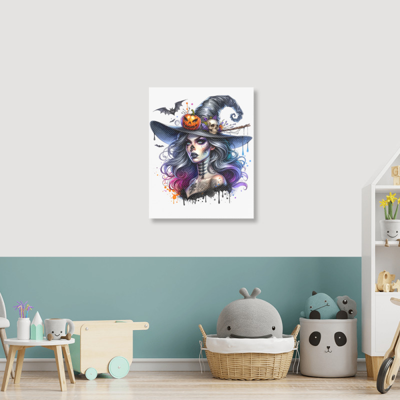 Witch Halloween Day Portrait Canvas Print by risedesignid | Artistshot