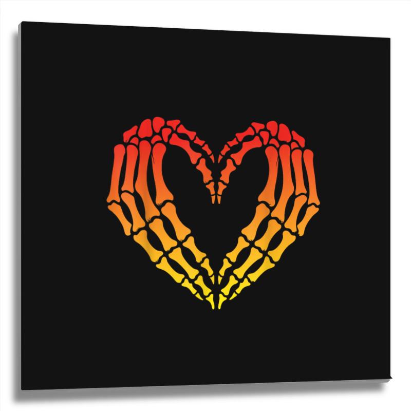 Funny Skeleton Heart Halloween Love Metal Print Square by ERNESTO GUANCIA | Artistshot