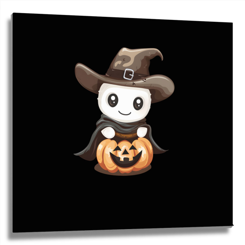 Cowboy Funny Pumpkin -halloween Day Metal Print Square by risedesignid | Artistshot