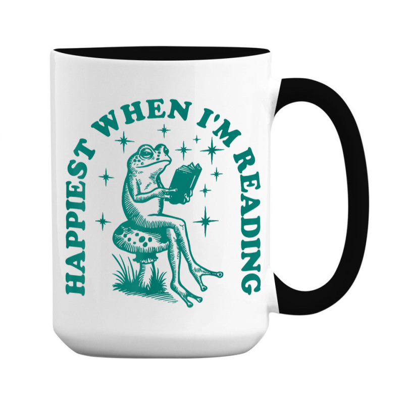 Happiest When I'm Reading 15 Oz Coffee Mug by ERNESTO GUANCIA | Artistshot