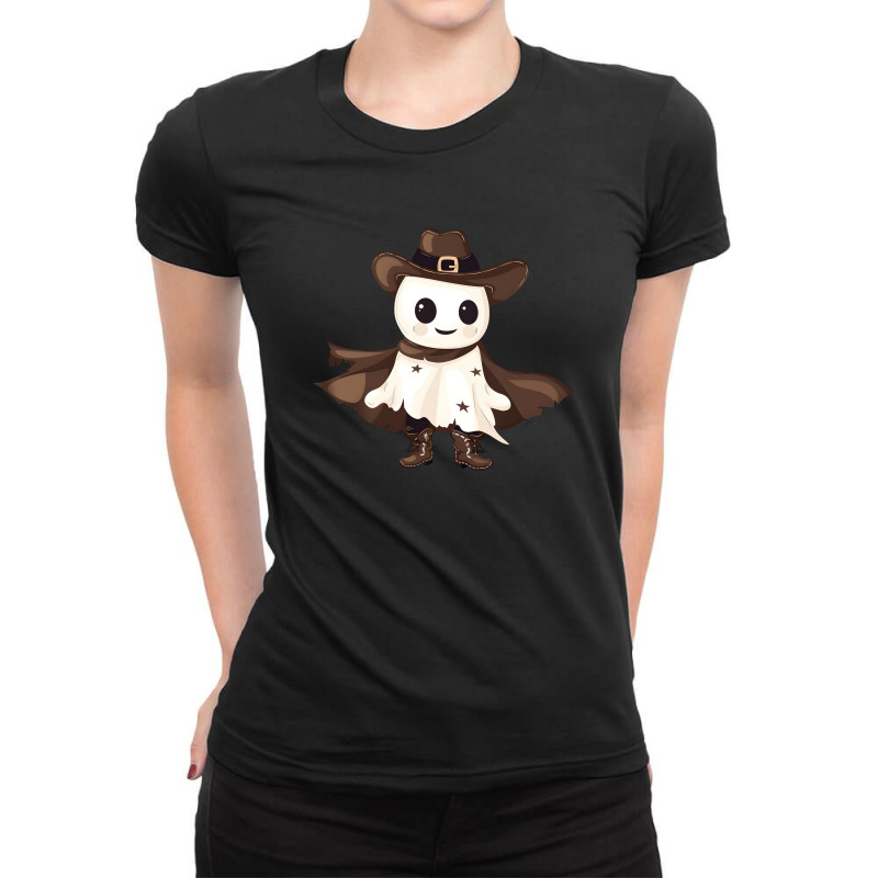 Cowboy Ghost Funny - Halloween Day Ladies Fitted T-Shirt by risedesignid | Artistshot