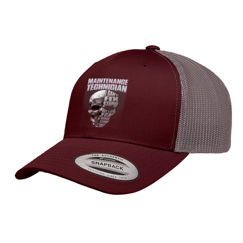 Mens Maintenance Technician I Can't Fix Stupid Retro Trucker Cap by cm-arts | Artistshot