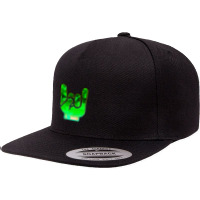 Rock Hand Gesture Space Green Rock N Roll Salute 5 Panel Snapback Cap | Artistshot