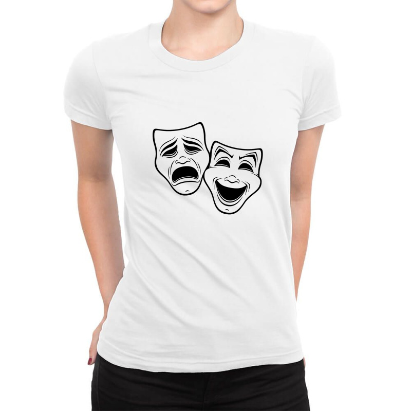 Comedy And Tragedy Theater Ladies Fitted T-Shirt by JunJaden | Artistshot