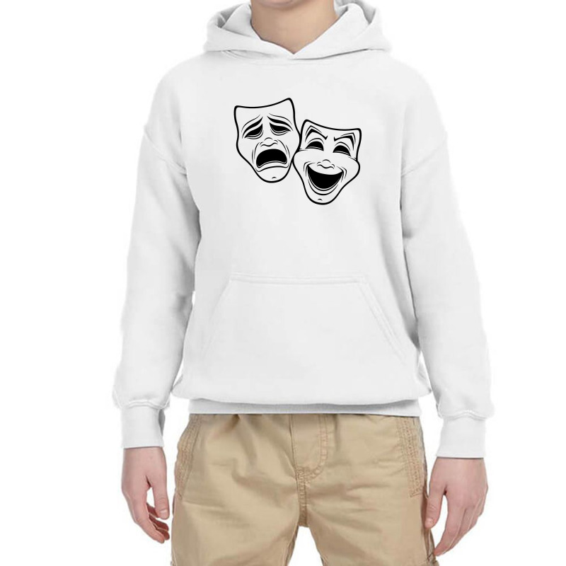 Comedy And Tragedy Theater Youth Hoodie by JunJaden | Artistshot