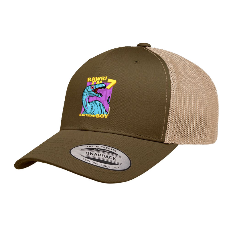 Rawr! I'm 7 Birthday Boys 7th Birthday Dino Noasaurus Retro Trucker Cap | Artistshot