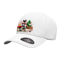 Christmas Farm Animals With Farm Tractor Seamless Cap | Artistshot