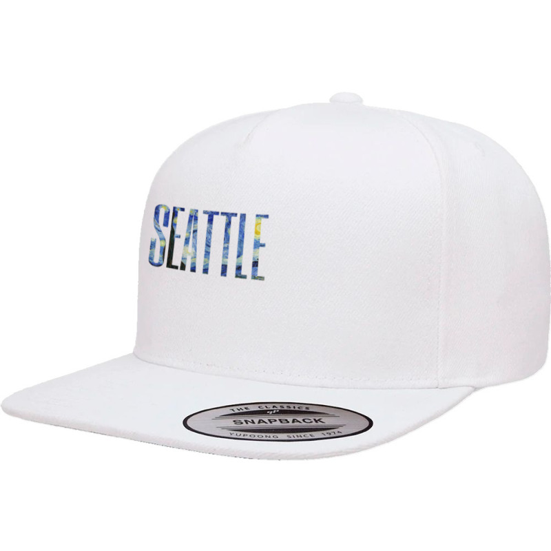 Seattle Van Gogh Starry Night Art Vincent Van Gogh Painting 5 Panel Snapback Cap | Artistshot