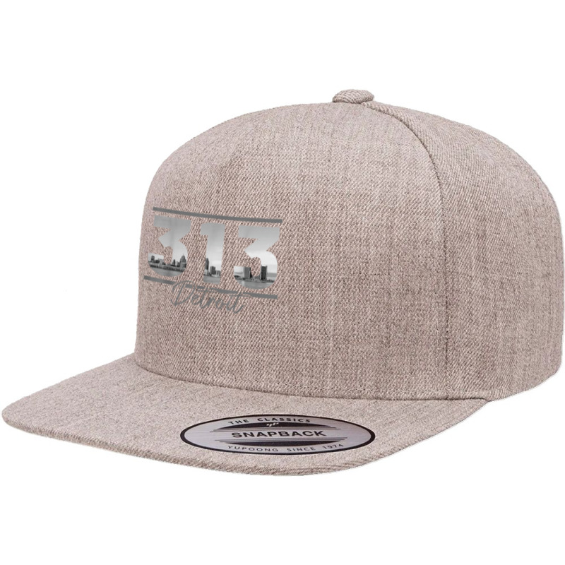 Detroit 313 Area Code Skyline Michigan Vintage T Shirt 5 panel snapback cap by nejnda | Artistshot