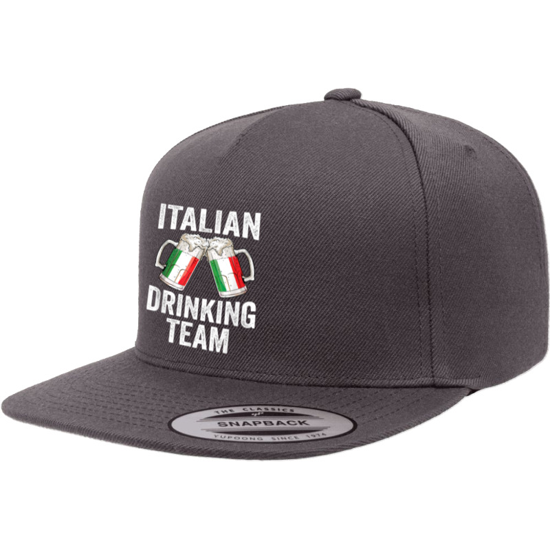 Italian Drinking Team Salute Italy Flag Funny Oktoberfest T 5 panel snapback cap by MikaelaLynnHolbrook | Artistshot