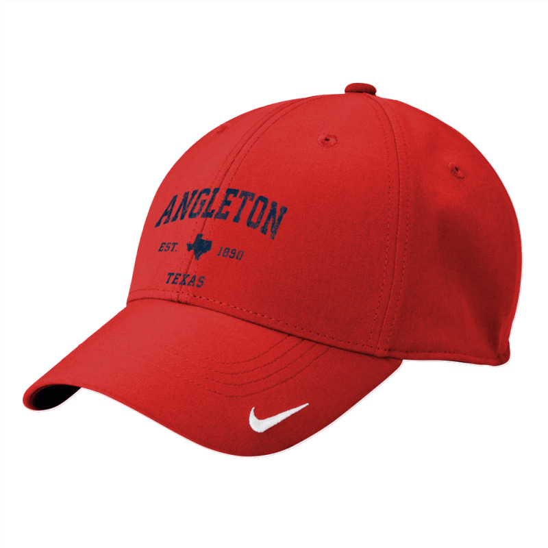 Angleton Texas Tx Vintage Athletic Navy Sports Design Nike Dri-FIT Cap by Carnations | Artistshot