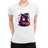 Halloween Day - Vintage Pin Up Gril Scary Ladies Fitted T-shirt | Artistshot