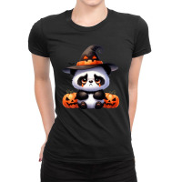 Halloween Day - Panda Cry With Pumpkin Ladies Fitted T-shirt | Artistshot