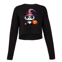 Halloween Day - Panda Cute With Pumpkin Witch Cropped Sweater | Artistshot