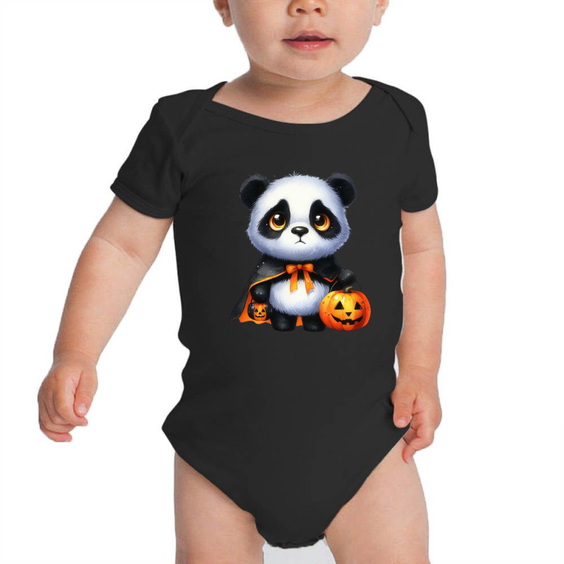 Halloween Day - Panda Cute With Pumpkin Baby Bodysuit by denbey | Artistshot