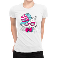 Usa Cat, Cats, Animal, Animals, American Flag Ladies Fitted T-shirt | Artistshot