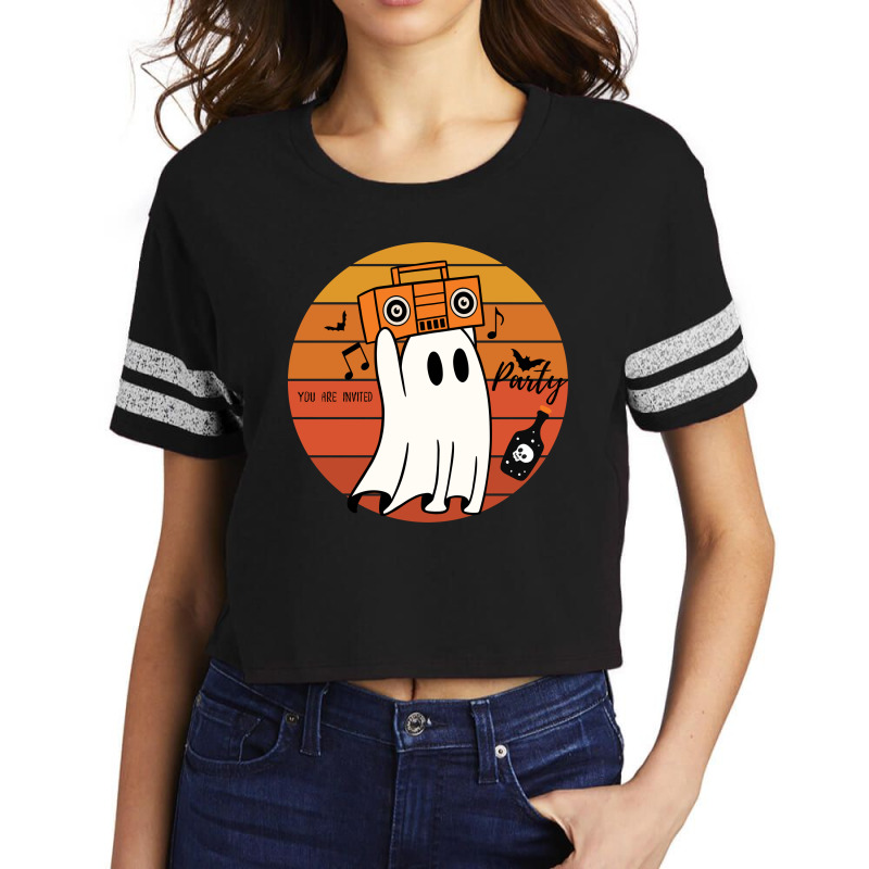 Halloween Party You Are Invited Retro Funny Ghost Scorecard Crop Tee by spreadshirt.com/Wolf shop | Artistshot