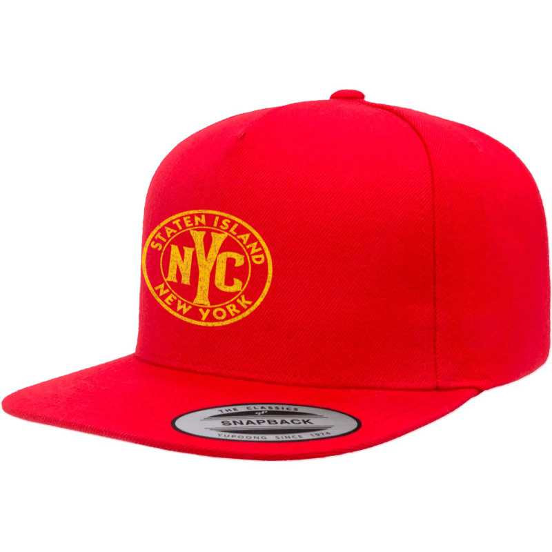 Staten Island New York Vintage Sign Distressed Amber Print T Shirt 5 panel snapback cap by cm-arts | Artistshot