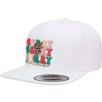 Merry Christmas Lightning Bolt Leopard Plaid Xmas Men Women 5 Panel Snapback Cap | Artistshot