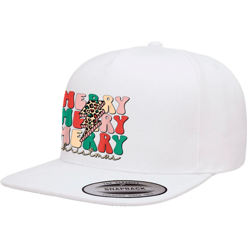 Merry Christmas Lightning Bolt Leopard Plaid Xmas Men Women 5 panel snapback cap by Fashzilla | Artistshot