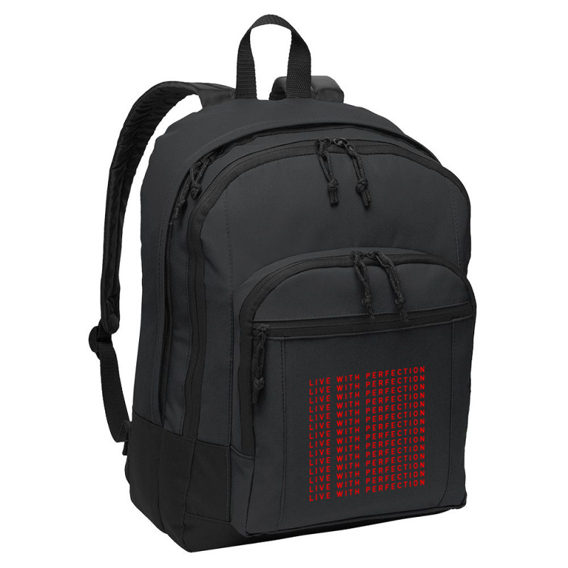 Live With Perfection Red Pattern Aesthetic Basic Backpack | Artistshot