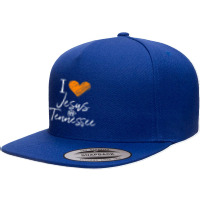 I Love Jesus And Tennessee Orange Heart Cute Fan 5 Panel Snapback Cap | Artistshot