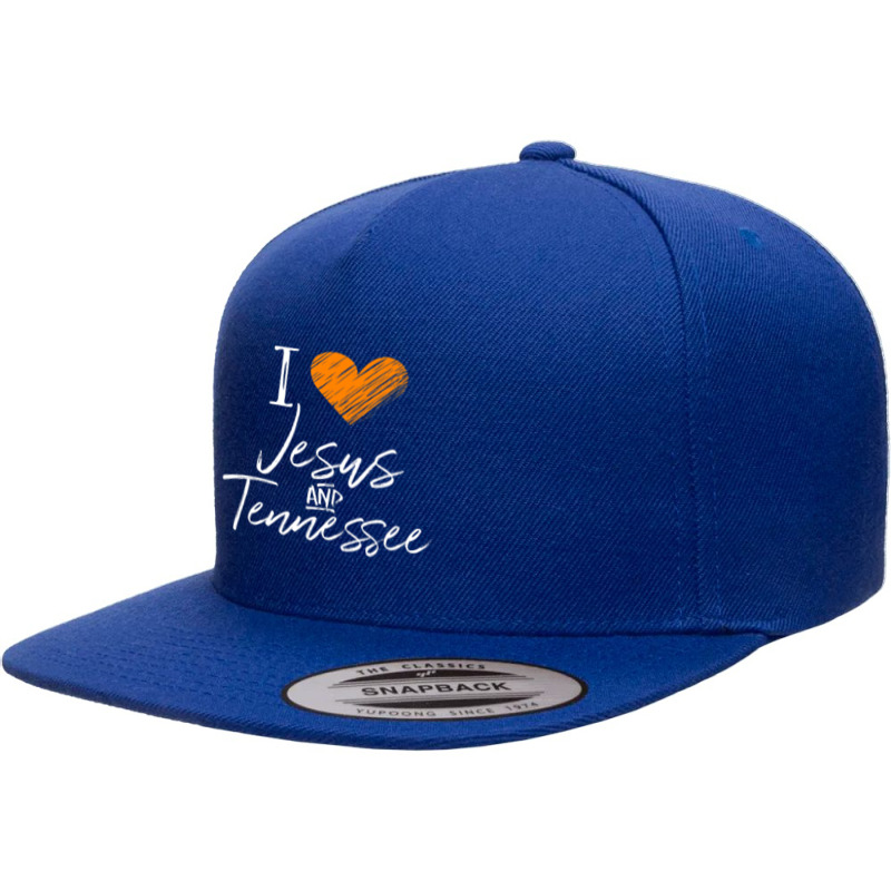 I Love Jesus And Tennessee Orange Heart Cute Fan 5 panel snapback cap by cm-arts | Artistshot