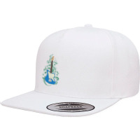 Blue Offset Style Electric Guitar Flowering Vines 5 Panel Snapback Cap | Artistshot