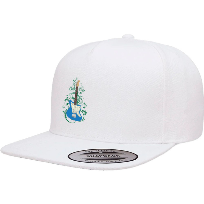 Blue Offset Style Electric Guitar Flowering Vines 5 Panel Snapback Cap | Artistshot