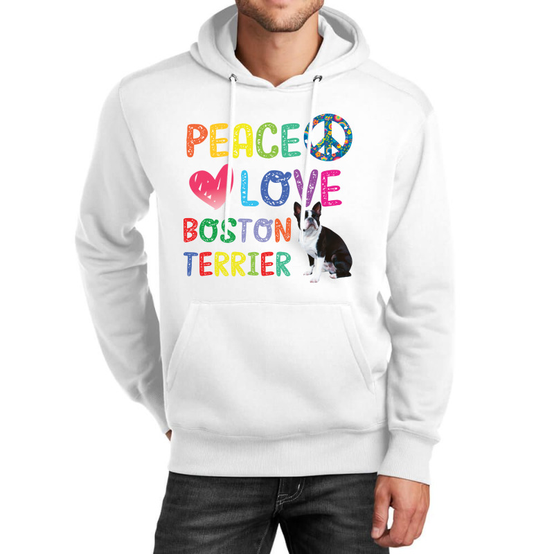 Peace Love   Boston Terrier Unisex Hoodie | Artistshot