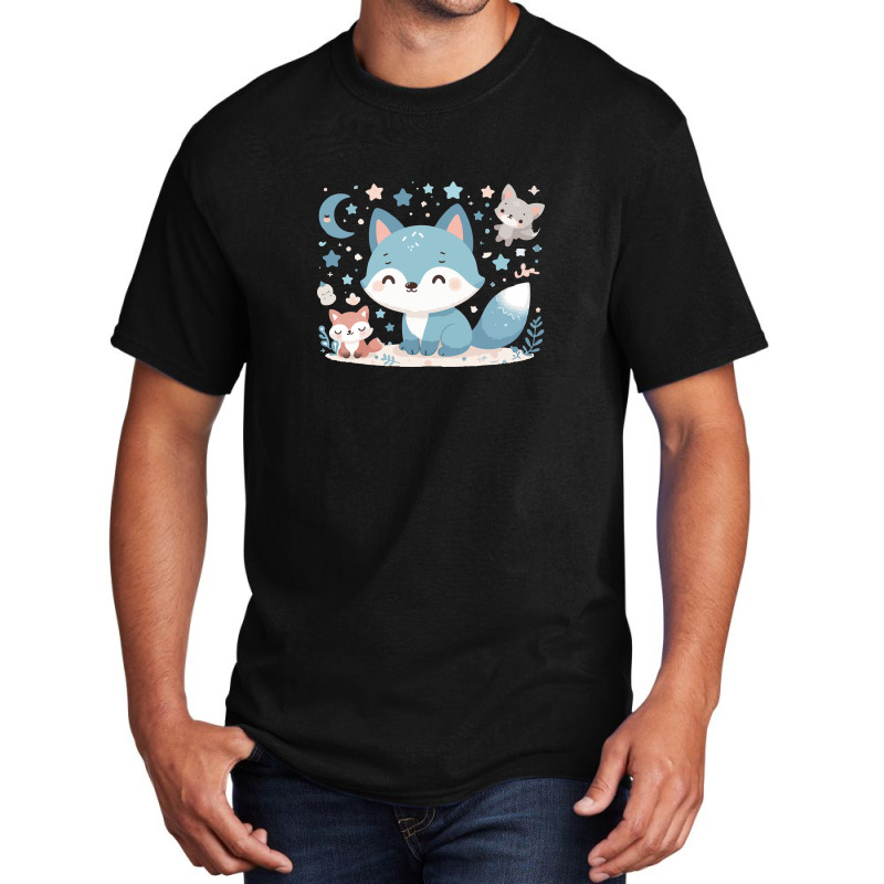 Blue Fox Cute Basic T-shirt | Artistshot