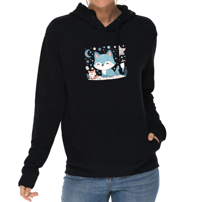 Blue Fox Cute Lightweight Hoodie | Artistshot