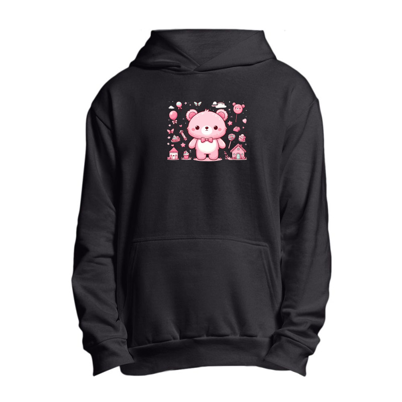 Pink Bear Urban Pullover Hoodie | Artistshot