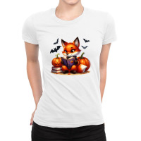 Bat Fox Riding Halloween Day Ladies Fitted T-shirt | Artistshot