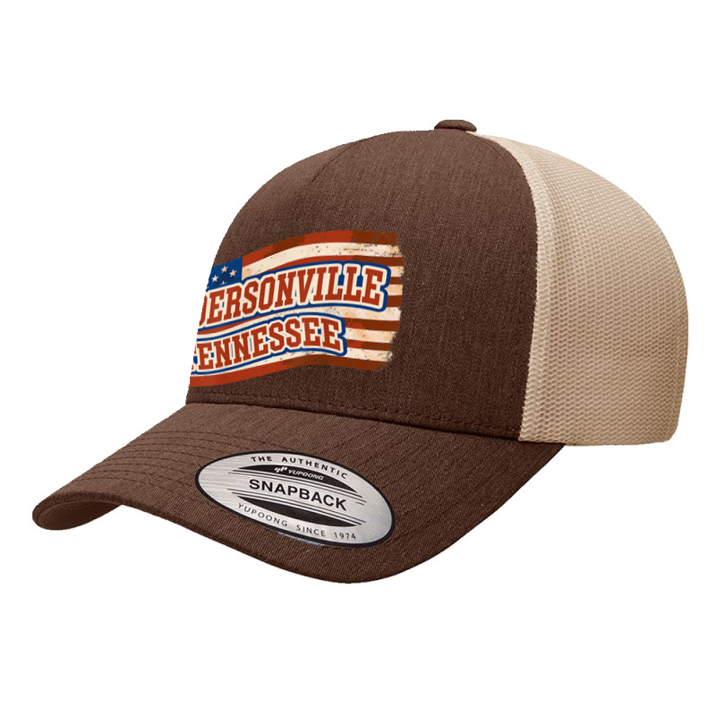 Hendersonville city Tennessee Vintage American Flag Yupoong Trucker Cap by August | Artistshot