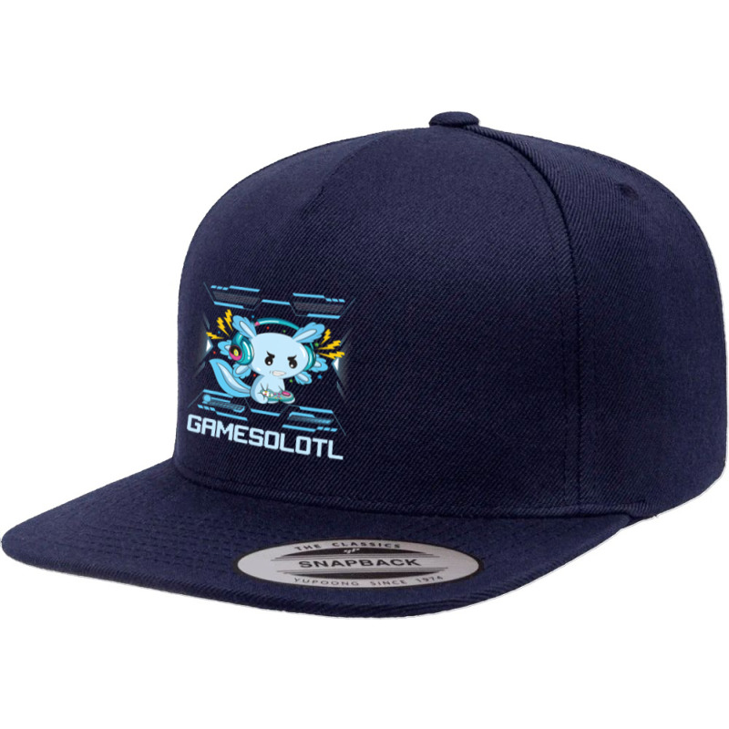 Axolotl Fish Playing Video Game Games-o-lot White Axolotl Lizard Kawai 5 panel snapback cap by Min03 | Artistshot