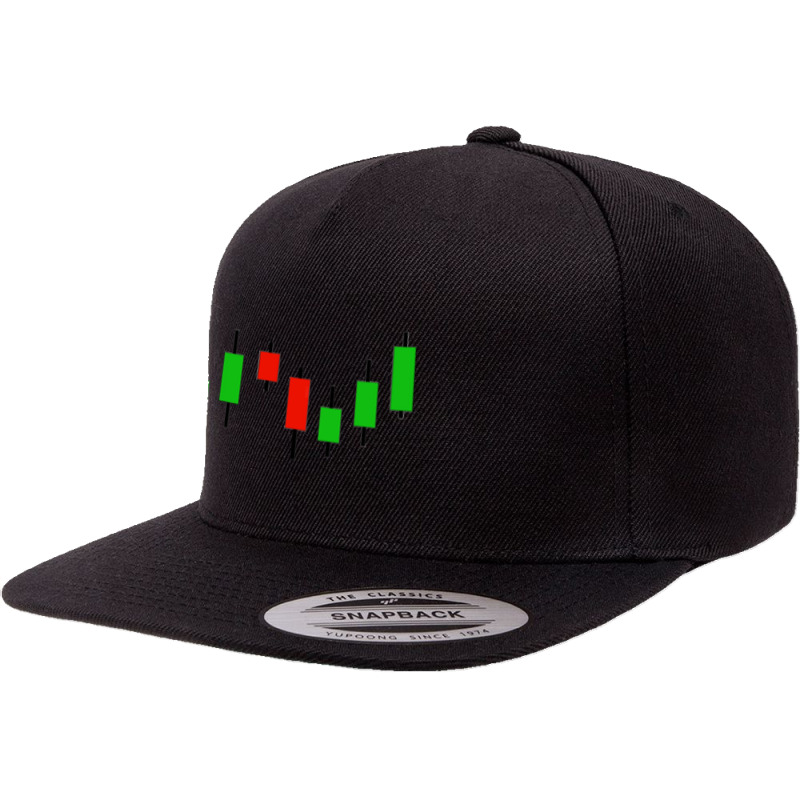 Candlestick Stock Market Graph 5 panel snapback cap by cm-arts | Artistshot